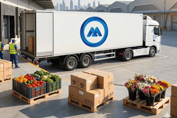 Refrigerated chiller truck delivering temperature-sensitive goods across Dubai and Abu Dhabi for food, pharmaceutical, and dairy industries